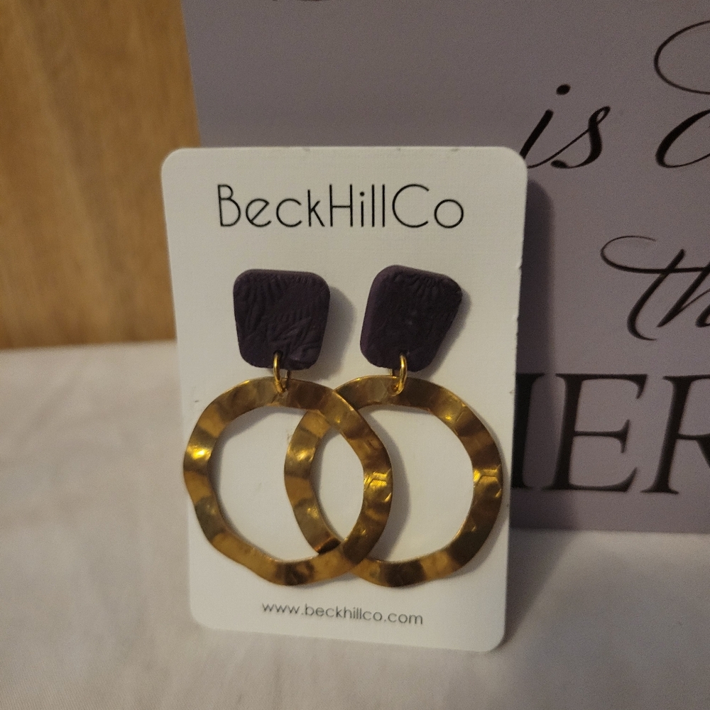 BeckHillCo Gold and Purple Earrings